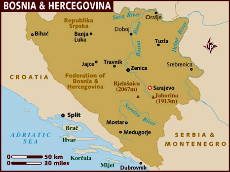 Mapa Bosnia Herzegovina