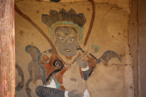 Fresco , en una pared de las Cuevas de Mogao